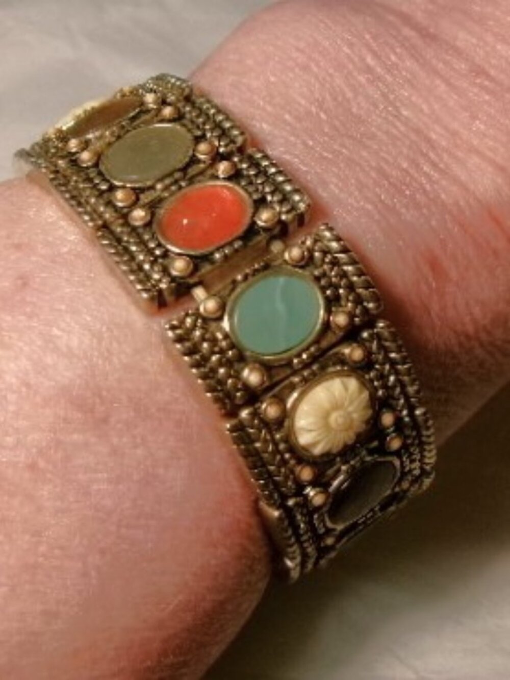 Cabochon Stone Cuff Bracelet